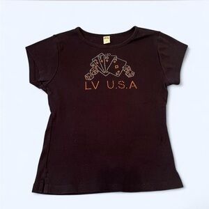 Authentic Y2K "LV U.S.A" Rhinestone Baby Tee